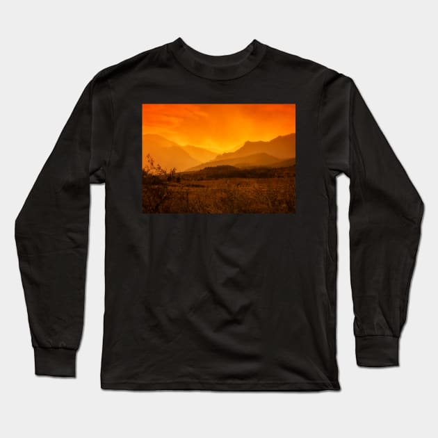 Hills on Fire Long Sleeve T-Shirt by jecphotography